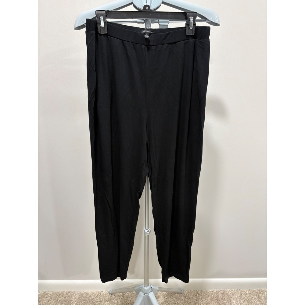 Eileen Fisher‎ Pull On Lightweight Ankle Pant Black Size Large Pockets 27"